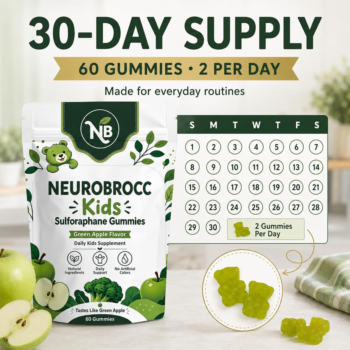 NEUROBROCC Gummies for Kids Supplement Vitamin - 60 Gummies